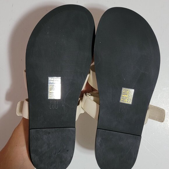 NEW Anthropologie Bibi Lou Cut Out Slide Sandals Womens 9.5 Old Money Minimalist - Picture 9 of 9